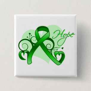 Floral Ribbon Hope - Mental Health Awareness Vierkante Button 5,1 Cm