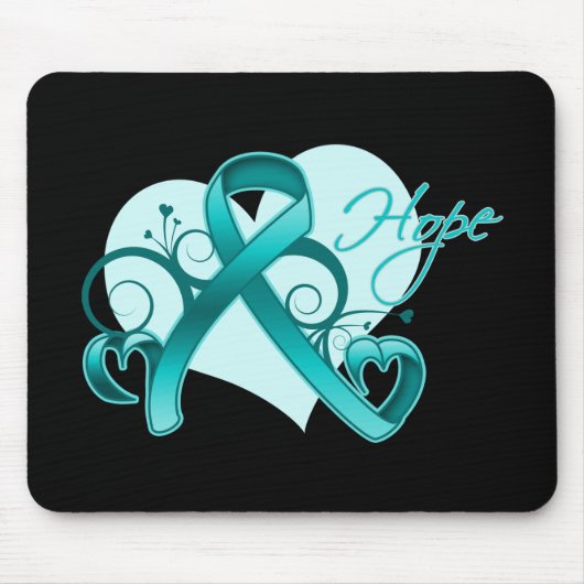 Floral Ribbon Hope - Ovarian Cancer Muismat (Voorkant)