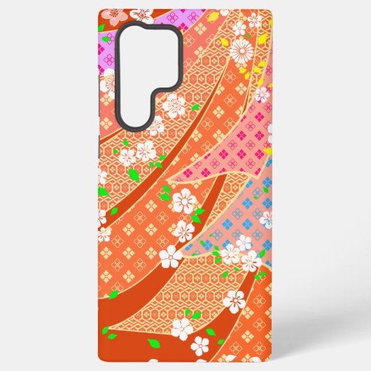 Floral Ribbon Kimono Pattern Samsung Galaxy Hoesje (Achterkant)