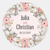 Floral Ribbon Wedding Suite Round Sticker (Voorkant)