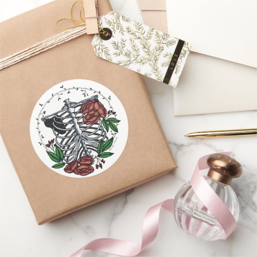 Floral Ribs Ronde Sticker (Geschenken)