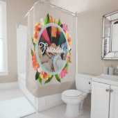  Floral Ring Aangepaste tekst Foto Gift Brown Douchegordijn (In situ)