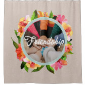  Floral Ring Aangepaste tekst Foto Gift Brown Douchegordijn (Voorkant)
