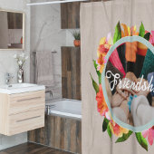 Floral Ring Aangepaste tekst Foto Gift Brown Douchegordijn