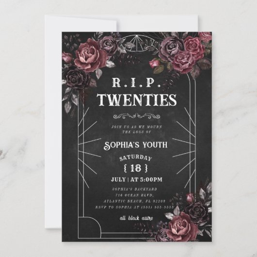 Floral RIP 20s 30e verjaardag Dood aan mijn jeugd Kaart (Voorkant)