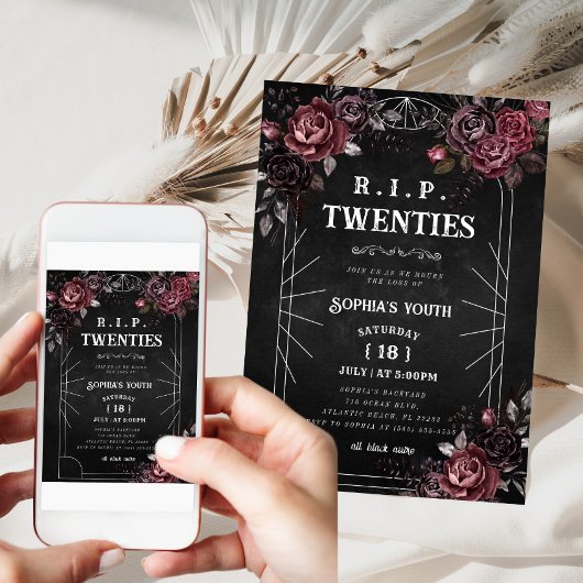 Floral RIP 20s 30e verjaardag Dood aan mijn jeugd Kaart