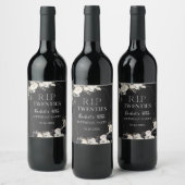 Floral Rip 20s 30e verjaardagsfeestje Wijn Etiket (Flessen)