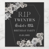 Floral Rip 20s 30e verjaardagsfeestje Wijn Etiket (Enkel label)