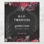 Floral RIP 20s 30th Birthday Party Wijnlabel Wijn Etiket (Enkel label)