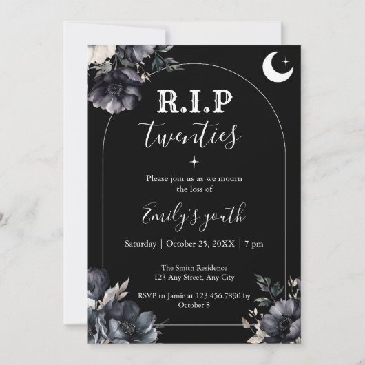 Floral RIP Twenties 30th Birthday Invitation Kaart (Voorkant)