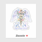 Floral RN Registered Nurse Angel Wings Watercolor  Sticker (Vel)