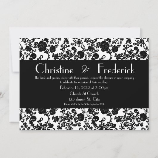 Floral Rococo Wedding, 5 "x7" uitnodiging. Kaart (Voorkant)