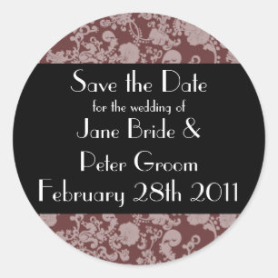 Floral Rococo Wedding, bewaar de datum rond de sti Ronde Sticker
