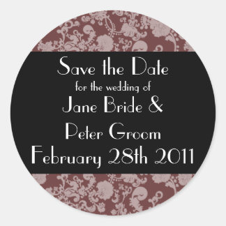 Floral Rococo Wedding, bewaar de datum rond de sti Ronde Sticker