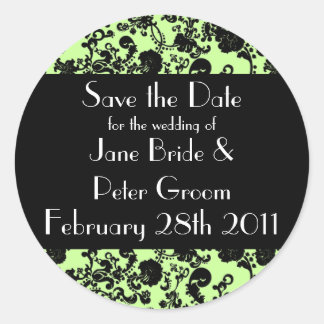 Floral Rococo Wedding, bewaar de datum rond de sti Ronde Sticker