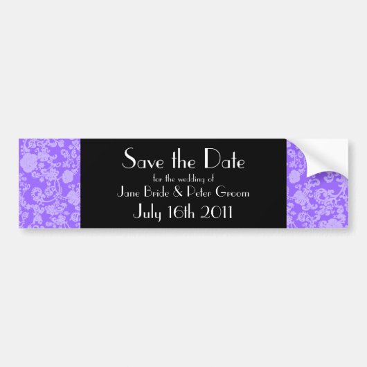 Floral Rococo Wedding, bewaar de datum sticker (Voorkant)