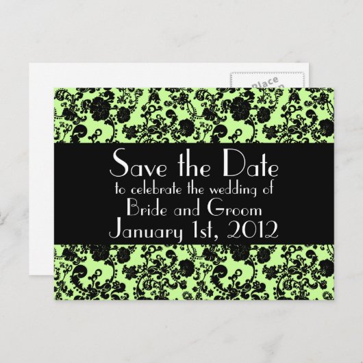 Floral Rococo Wedding, save the date briefkaart (Voorkant / Achterkant)