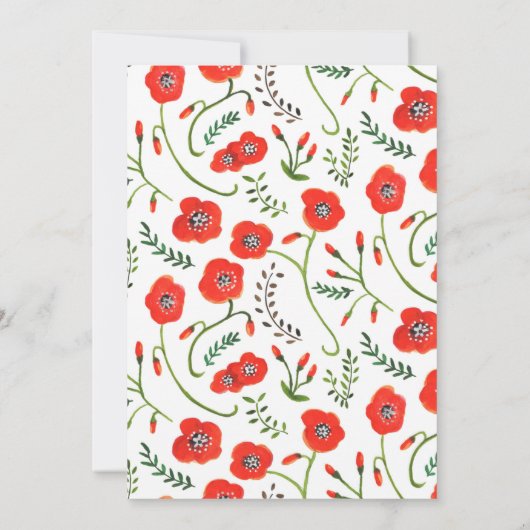 Floral rode papaaien moderne bruiloft kaart (Achterkant)