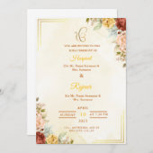 Floral Roka Ceremony Invitation, Engagement Card Kaart (Voorkant / Achterkant)