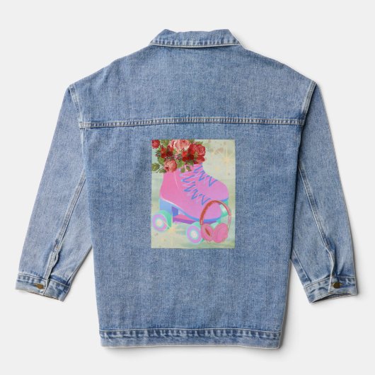 "Floral Roller Schaatsen" Denim Jacket (Achterkant)