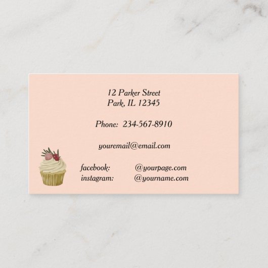 Floral Rolling Pin Blush Pink Stripe Pastry Chef Visitekaartje (Achterkant)