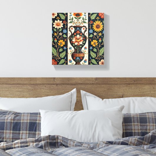 Floral Roman Vase Canvas Afdruk (Insitu (Slaapkamer))