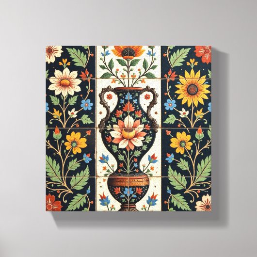 Floral Roman Vase Canvas Afdruk (Voorkant)