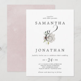 Floral Romance Ampersand Wedding Kaart
