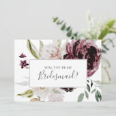 Floral Romance Bridesmaid Voorstel Kaart (Staand voorkant)