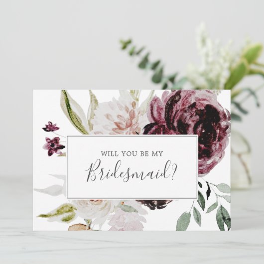 Floral Romance Bridesmaid Voorstel Kaart (Staand voorkant)