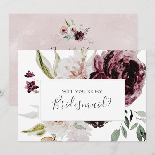 Floral Romance Bridesmaid Voorstel Kaart (Voorkant / Achterkant)