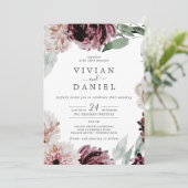 Floral Romance Casual bruiloft Kaart (Staand voorkant)