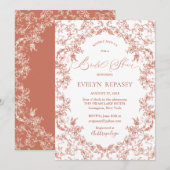 Floral Romance Chinoiserie Coral Vrijgezellenfeest Kaart (Voorkant / Achterkant)