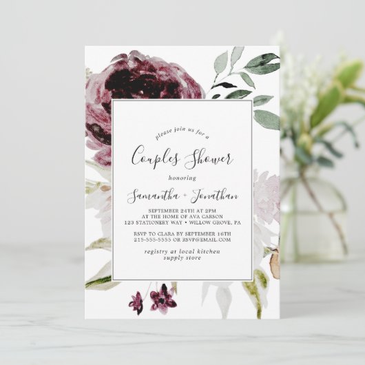 Floral Romance Couples Shower Kaart (Staand voorkant)