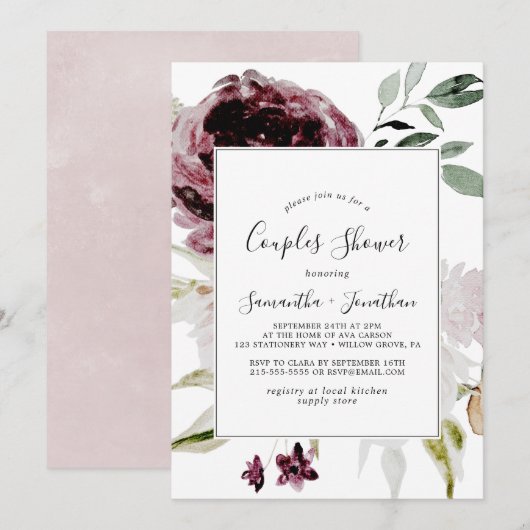 Floral Romance Couples Shower Kaart (Voorkant / Achterkant)