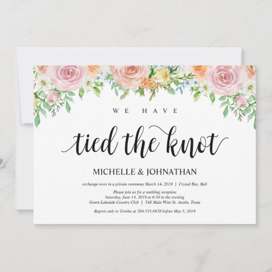 Floral Romance Elopement Reception Kaart (Voorkant)