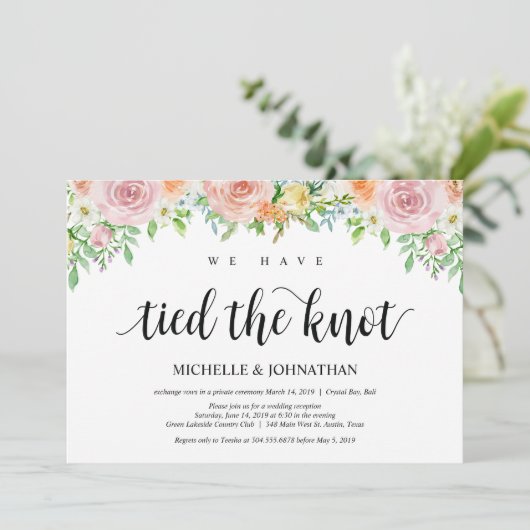 Floral Romance Elopement Reception Kaart (Staand voorkant)