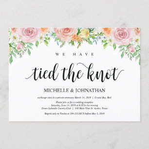 Floral Romance Elopement Reception Kaart