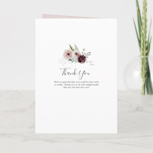 Floral Romance Folded Wedding Programma (Achterkant)