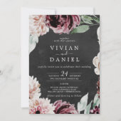 Floral-Romance | Grijze Casual bruiloft Kaart (Voorkant)