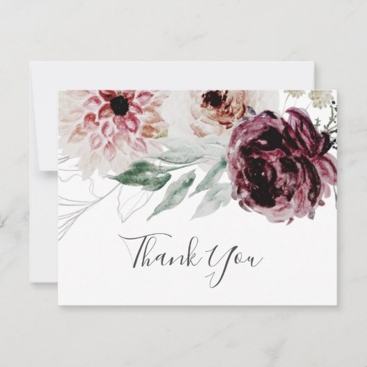 Floral Romance Hartelijk dank Bedankkaart (Voorkant)