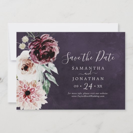 Floral-Romance | Horizontaal kruimeltje Save The Date (Voorkant)