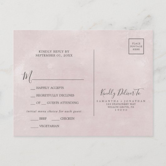 Floral-Romance | Keuze uit grijs menu RSVP-Briefka (Achterkant)