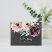 Floral-Romance | Keuze uit grijs menu RSVP-Briefka (Staand voorkant)