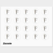 Floral Romance Letter F Monogram Envelope Seals Ronde Sticker (Vel)