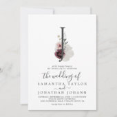 Floral Romance Letter J Monogram Weddenschap Kaart (Voorkant)