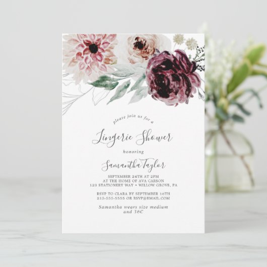 Floral Romance Lingerie Shower Kaart (Staand voorkant)