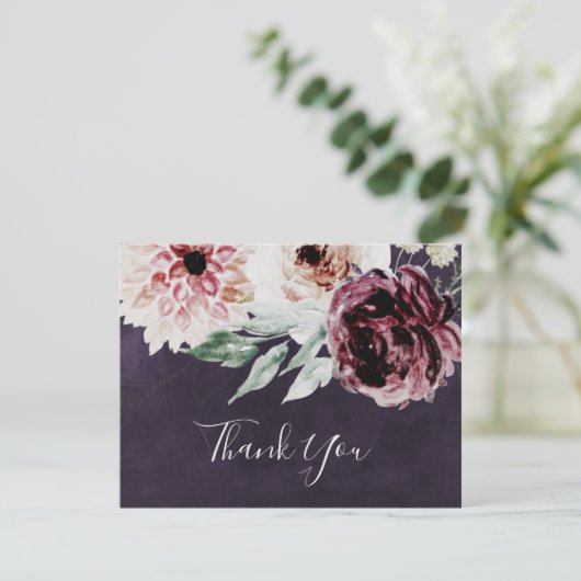 Floral-Romance | Plum Bedankt Card (Staand voorkant)