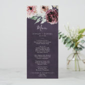 Floral-Romance | Plum Wedding Dinner Menu (Staand voorkant)