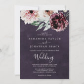 Floral-Romance | Plum Wedding Kaart (Voorkant)